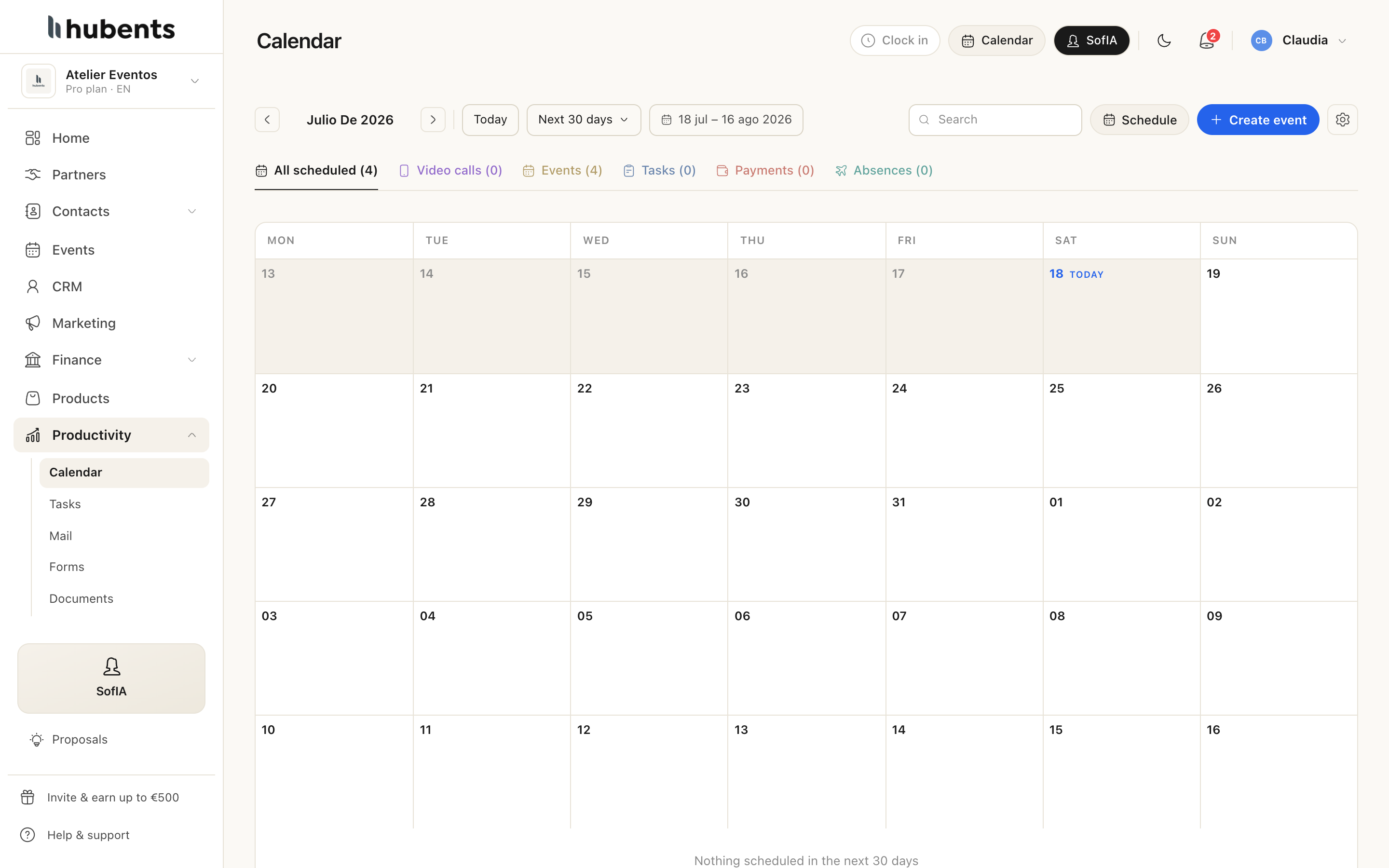 The real Hubents calendar: a month with reminders, tasks and appointments from a sample wedding